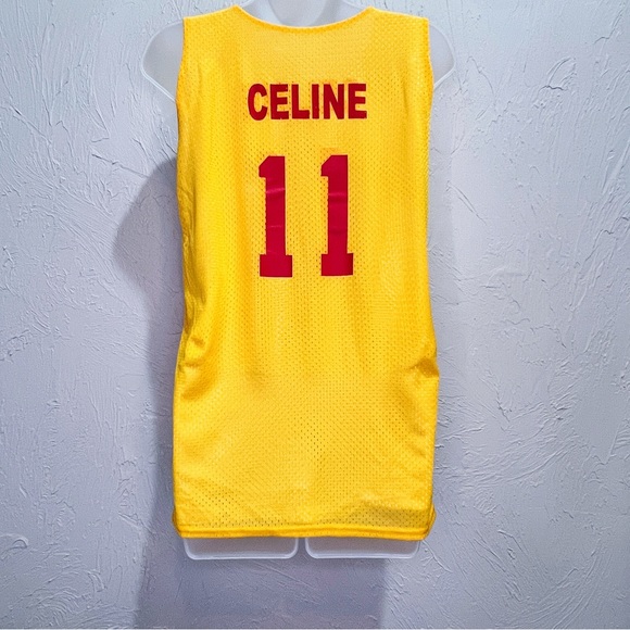 Women's Yellow Mesh Basketball Football Jersey Tank Rage y2k Flame Print Size S - Picture 2 of 7